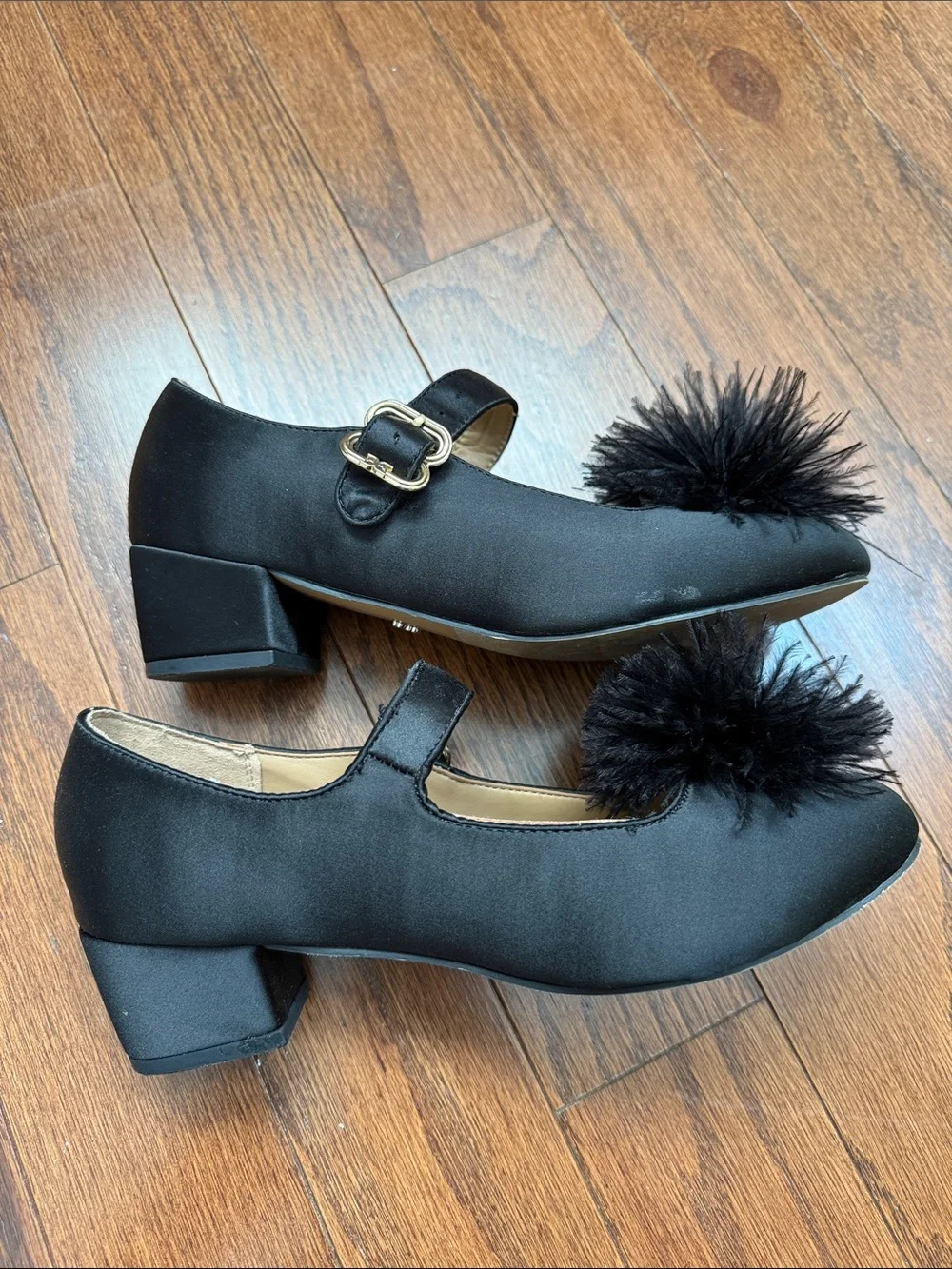 Girls Sam Edelman Black Pom Mary Jane Heel Dress Shoes